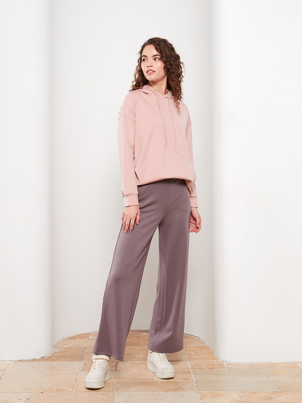 Mor Kadın Standart Fit Düz Eşofman Altı-1