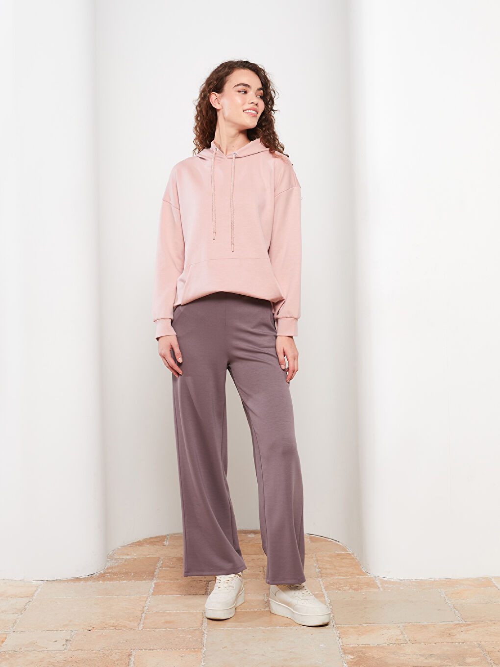 Mor Kadın Standart Fit Düz Eşofman Altı-2