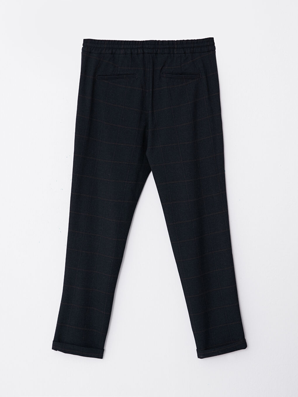 Lacivert Slim Fit Beli Bağlama Detaylı Erkek Pantolon-6