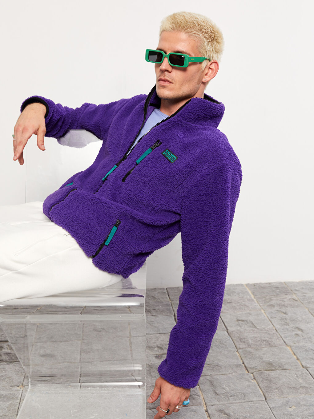 XSIDE Relaxed Fit Turtle Neck Plush Men's Coat -W2FQ15Z8-HMG