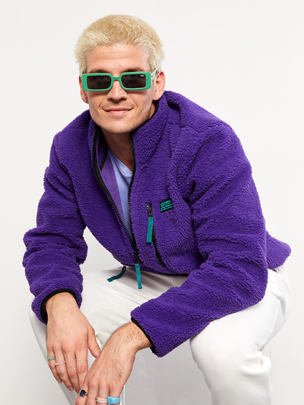 XSIDE Relaxed Fit Turtle Neck Plush Men's Coat -W2FQ15Z8-HMG