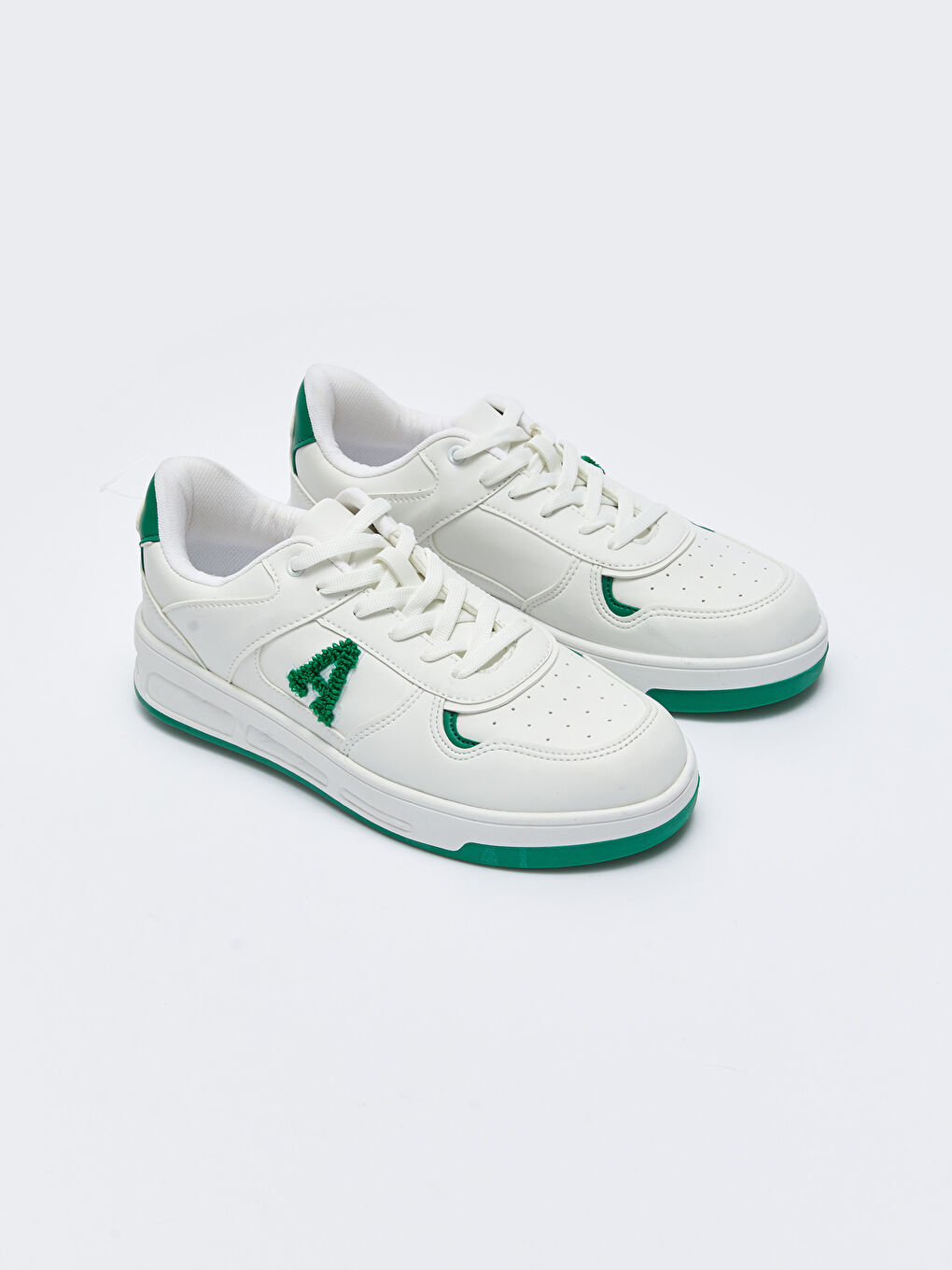 Yeşil Deri Görünümlü Bağcıklı Kadın Spor Ayakkabı-4