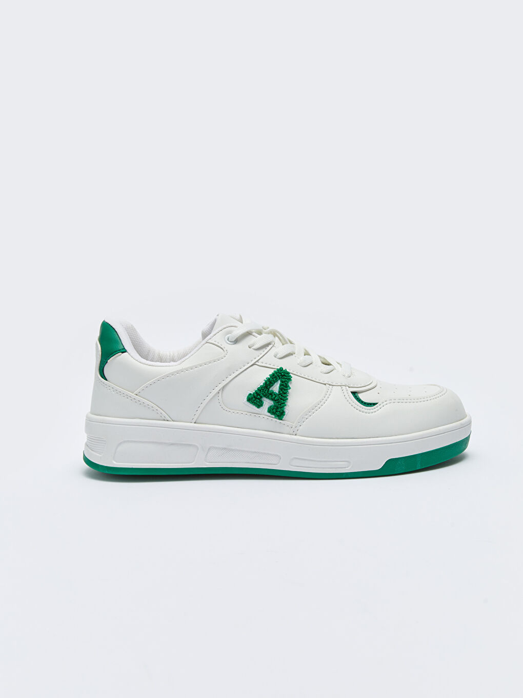 Yeşil Deri Görünümlü Bağcıklı Kadın Spor Ayakkabı-5