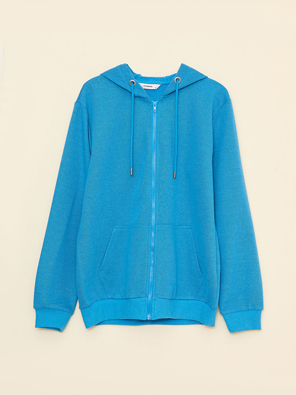 Turkuaz Kapüşonlu Uzun Kollu Erkek Spor Hırka-5