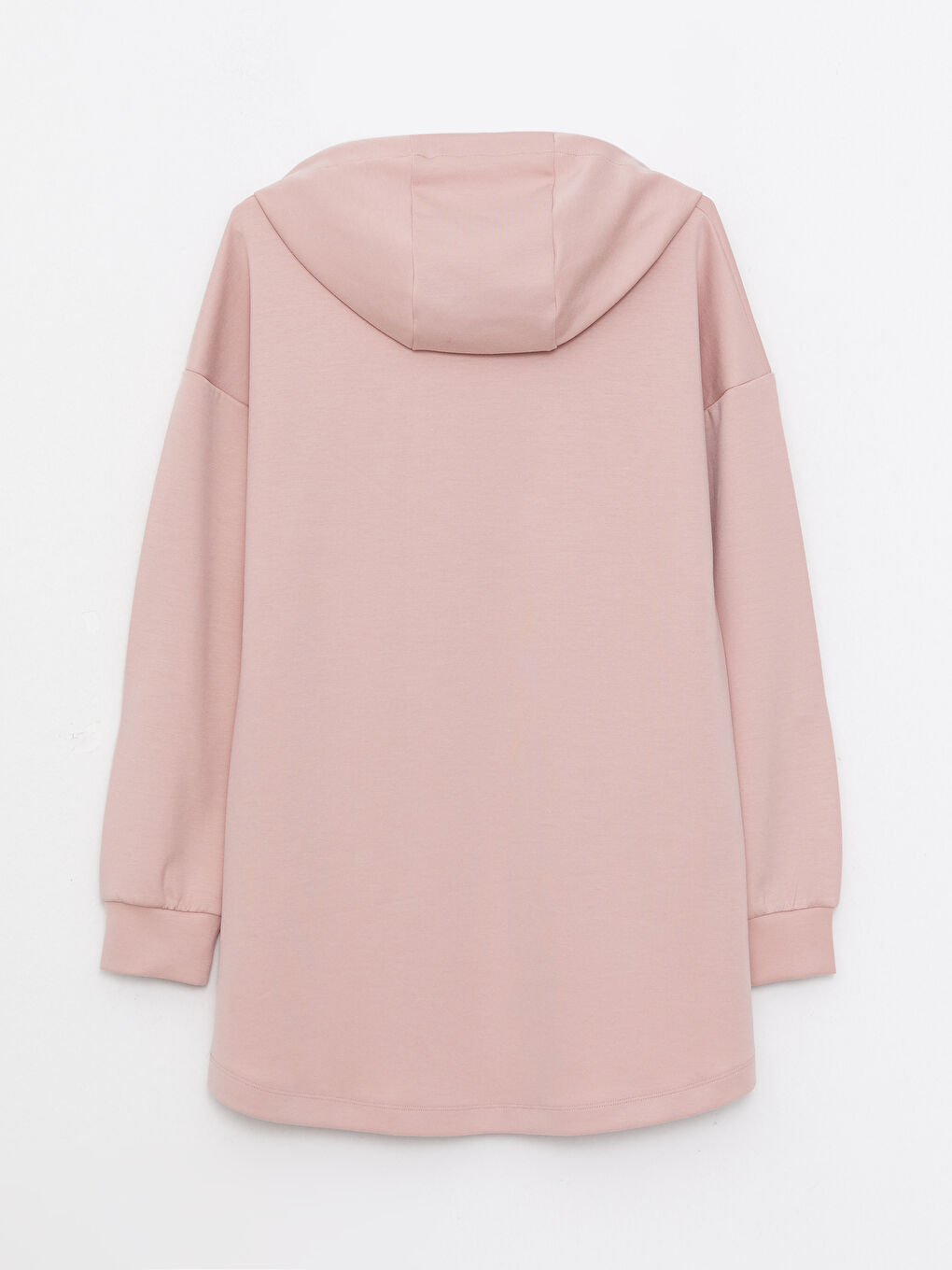 LCW Modest Pembe Kapüşonlu Düz Uzun Kollu Oversize Kadın Tunik - 5