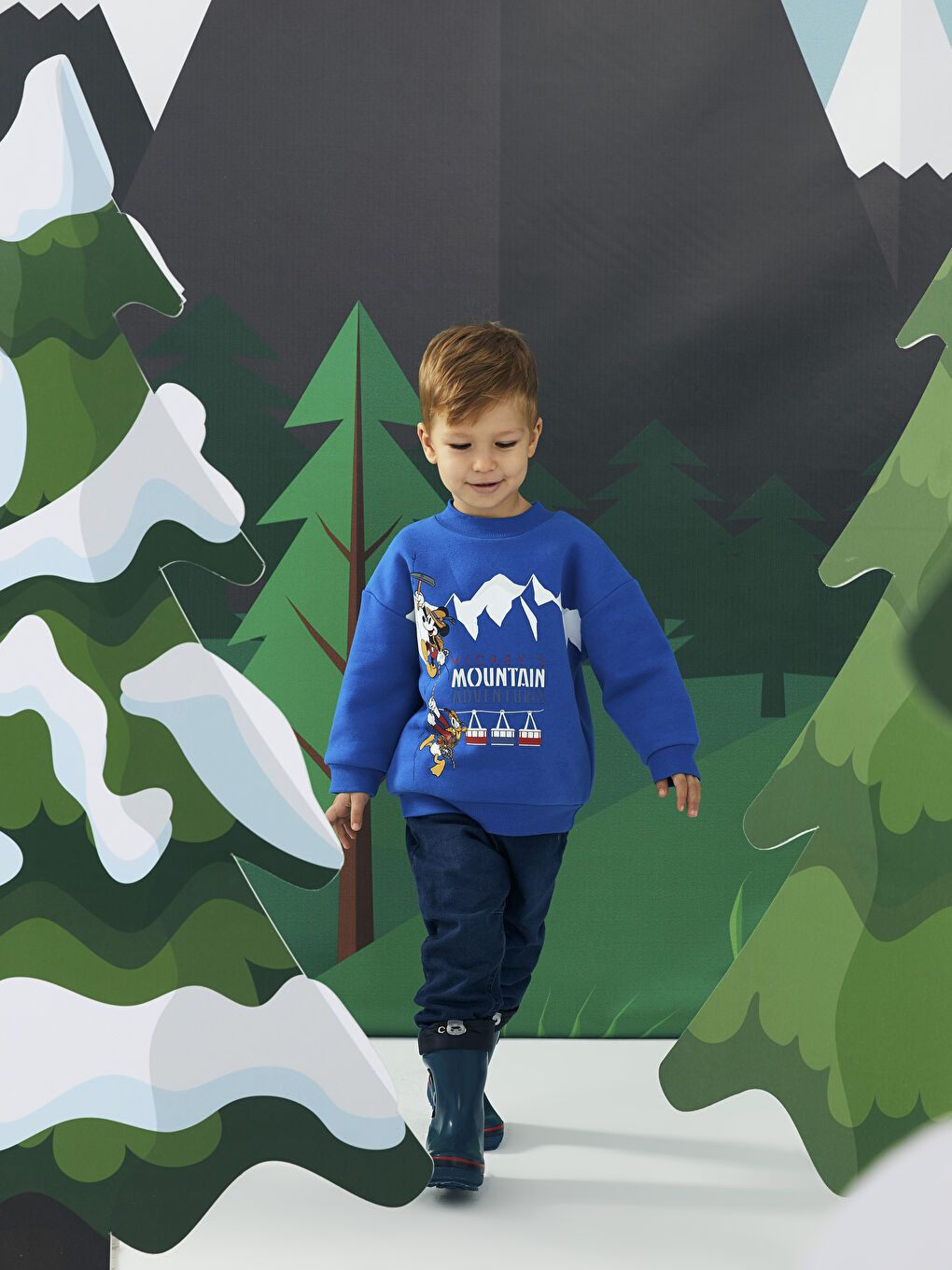 Crew Neck Long Sleeve Mickey Mouse Printed Baby Boy Sweatshirt-2