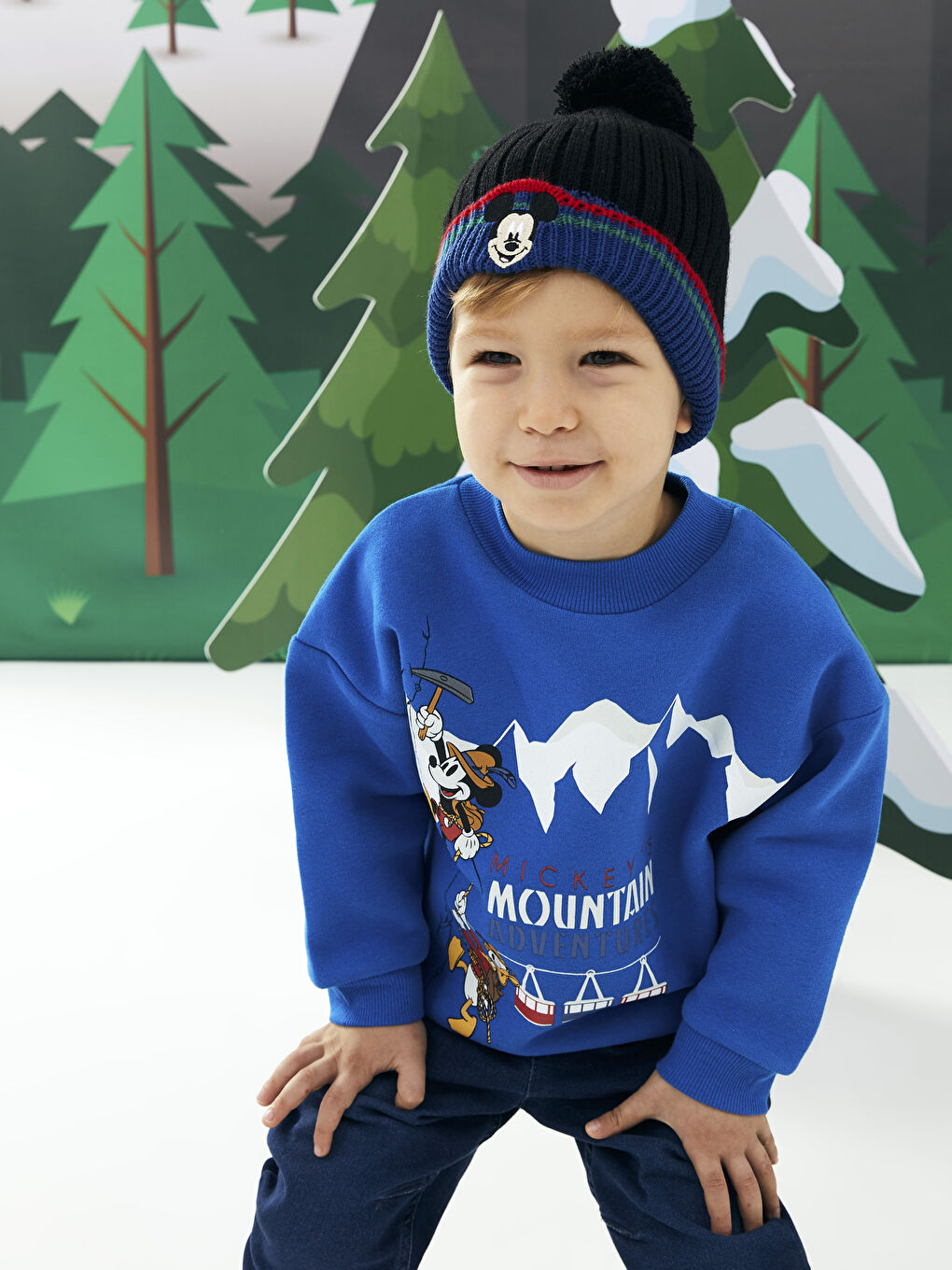 Crew Neck Long Sleeve Mickey Mouse Printed Baby Boy Sweatshirt-4