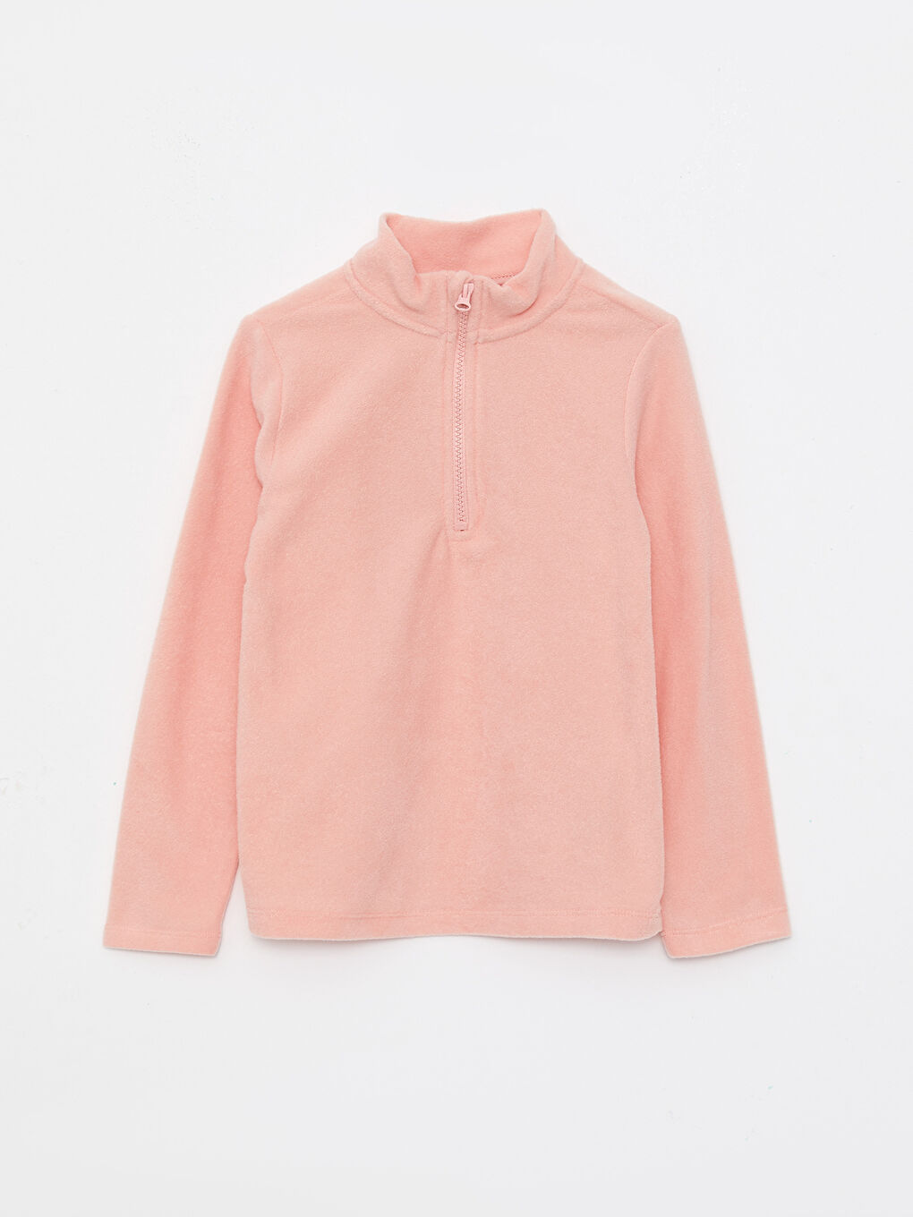 Pembe Dik Yaka Basic Uzun Kollu Kız Çocuk Sweatshirt