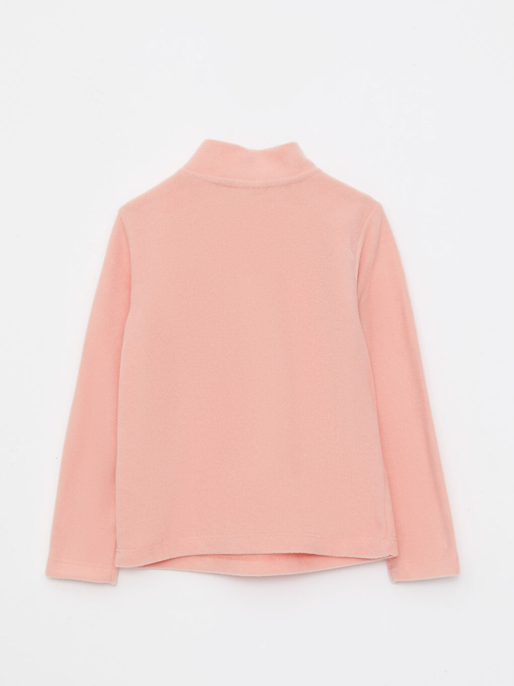Pembe Dik Yaka Basic Uzun Kollu Kız Çocuk Sweatshirt-1