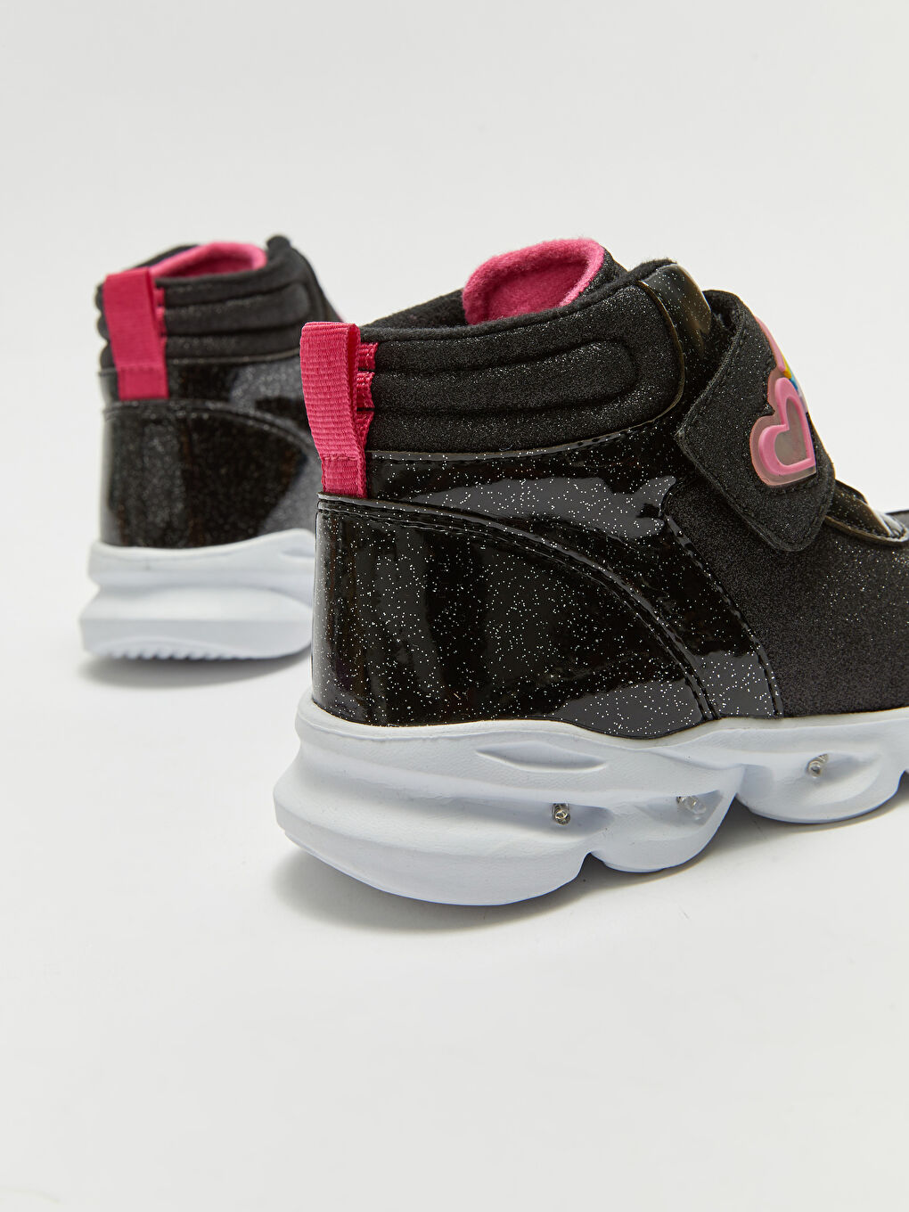 Siyah Cırt Cırtlı Baskılı Tabanı Işıklı Kız Çocuk Bot-5