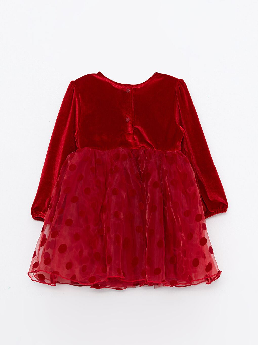 LCW baby Crew Neck Long Sleeve Baby Girl Dress and Crown 2 Piece Set -W2FQ80Z1-R3T