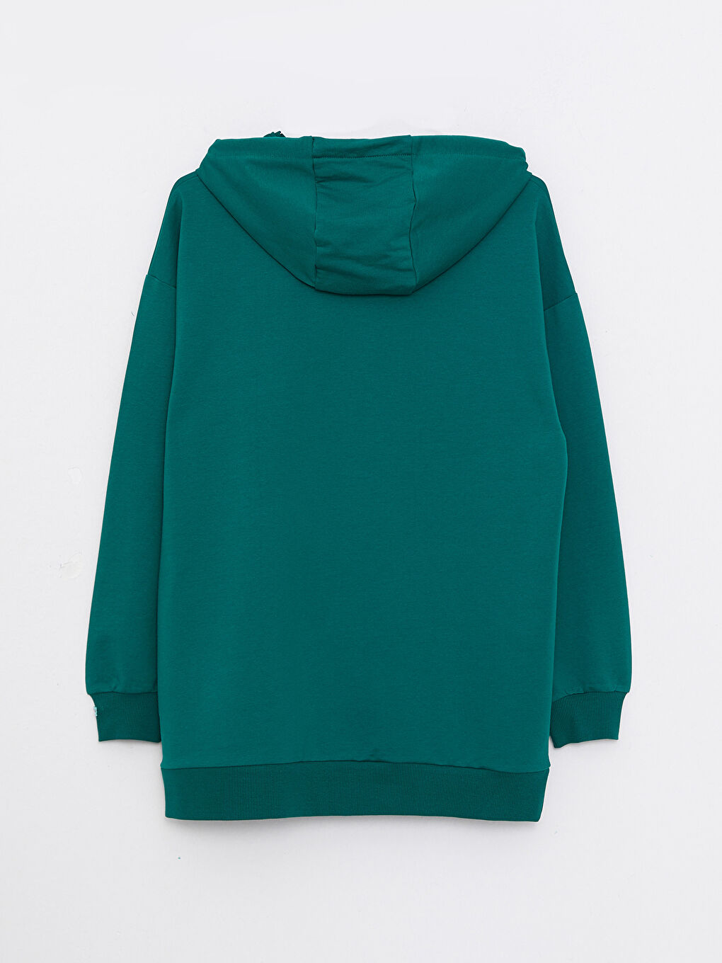 Yeşil Kapüşonlu Baskılı Uzun Kollu Kadın Sweatshirt Tunik-5