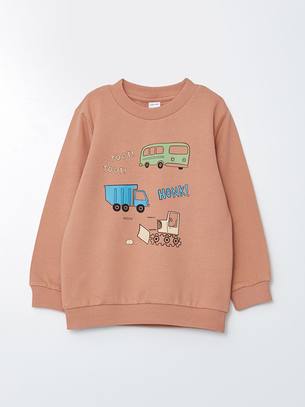 Gri Bisiklet Yaka Uzun Kollu Baskılı Erkek Bebek Sweatshirt 2'li-1