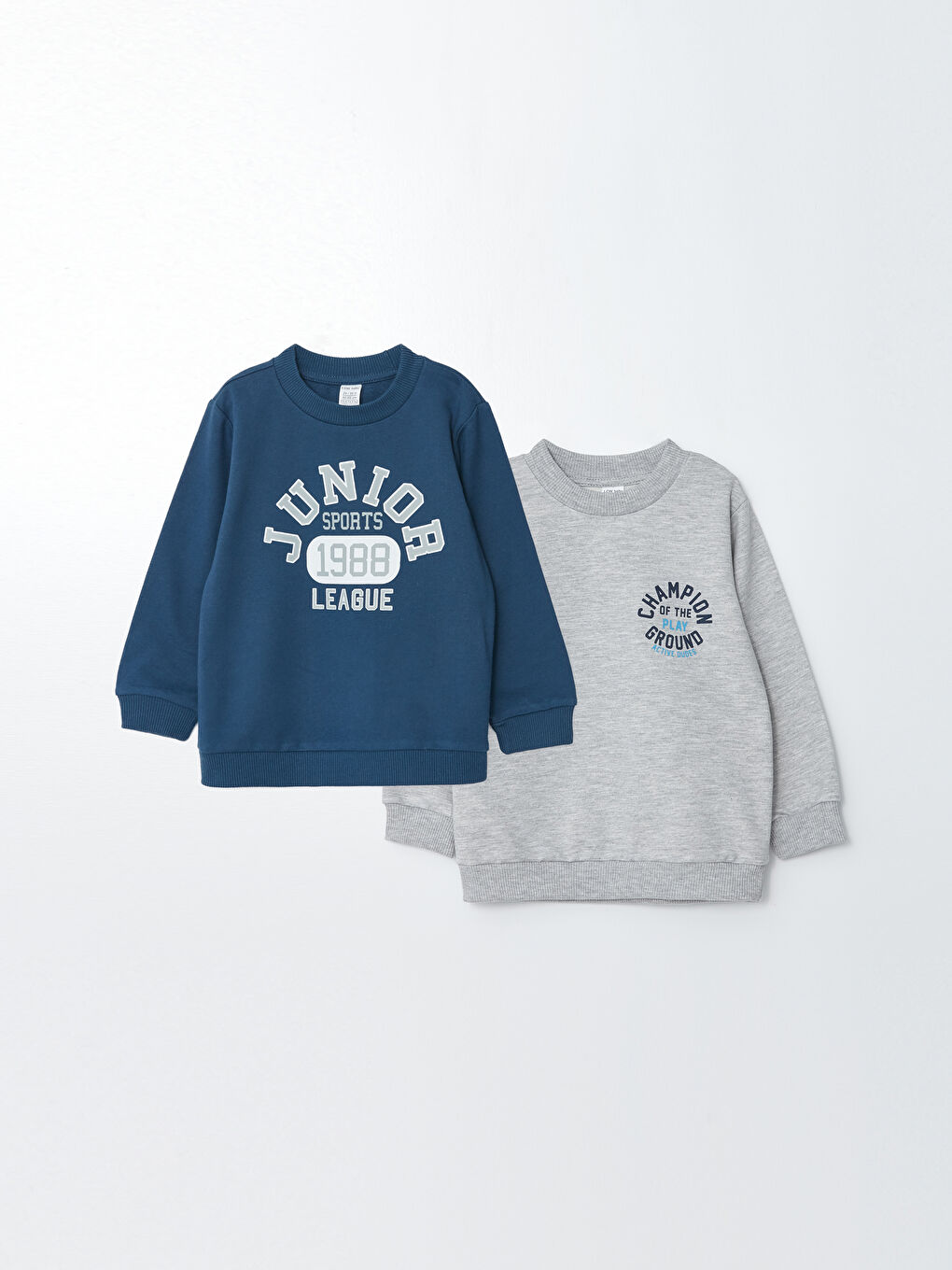 LCW ECO Lacivert Bisiklet Yaka Uzun Kollu Baskılı Erkek Bebek Sweatshirt 2'li - 2