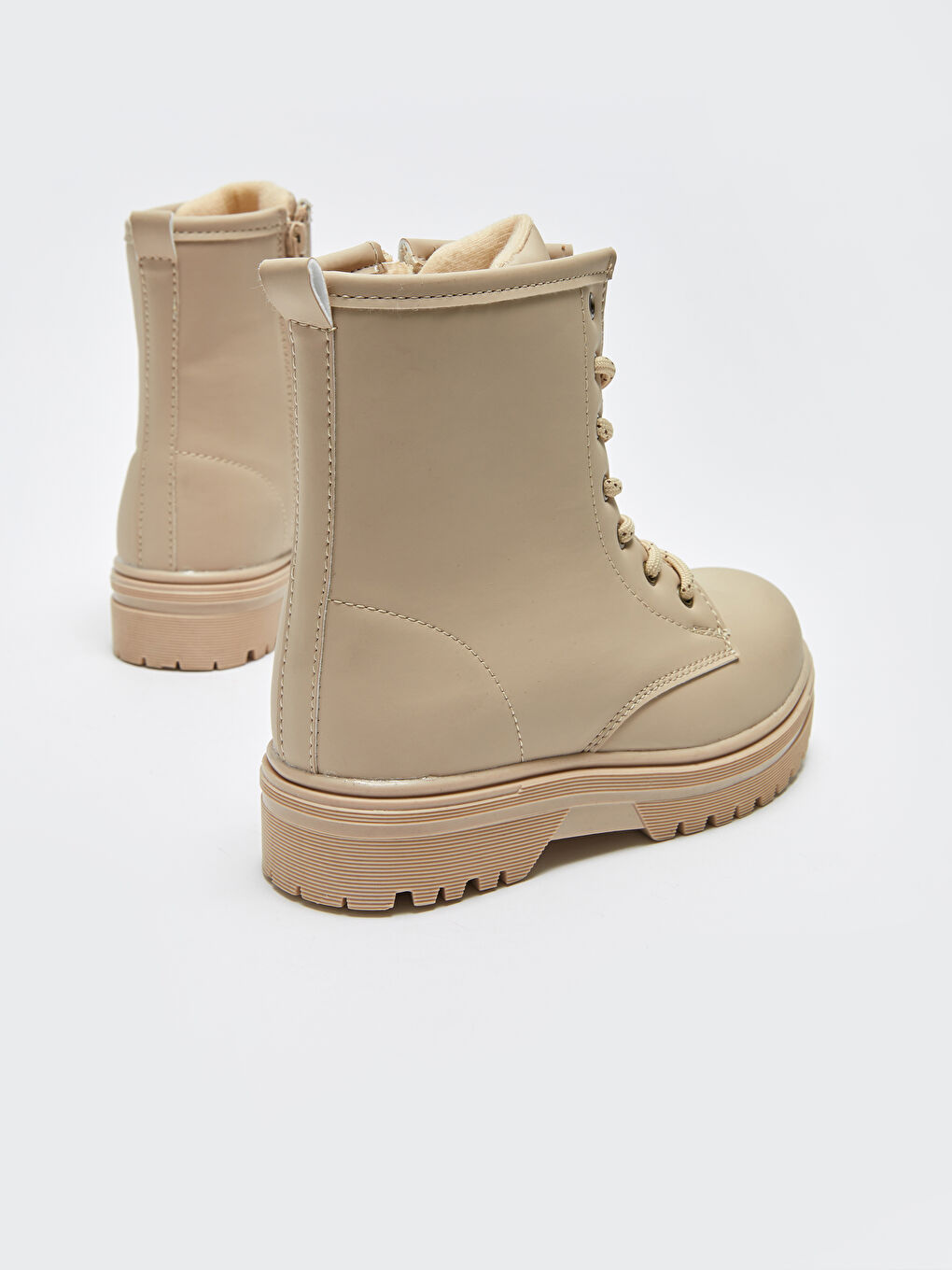 Kahverengi Deri Görünümlü Fermuarlı Kız Çocuk Bot-4