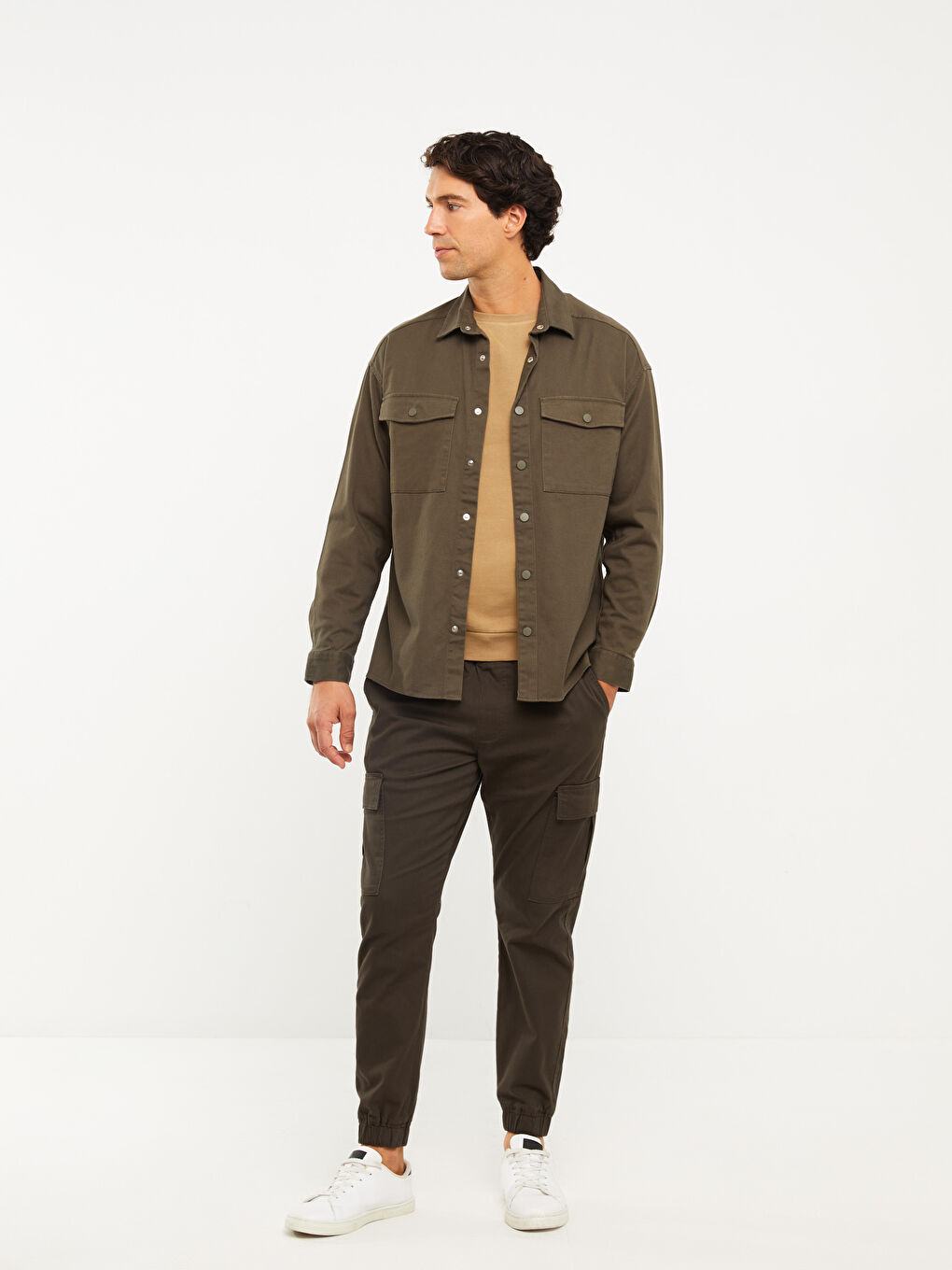 Haki Slim Fit Erkek Kargo Pantolon