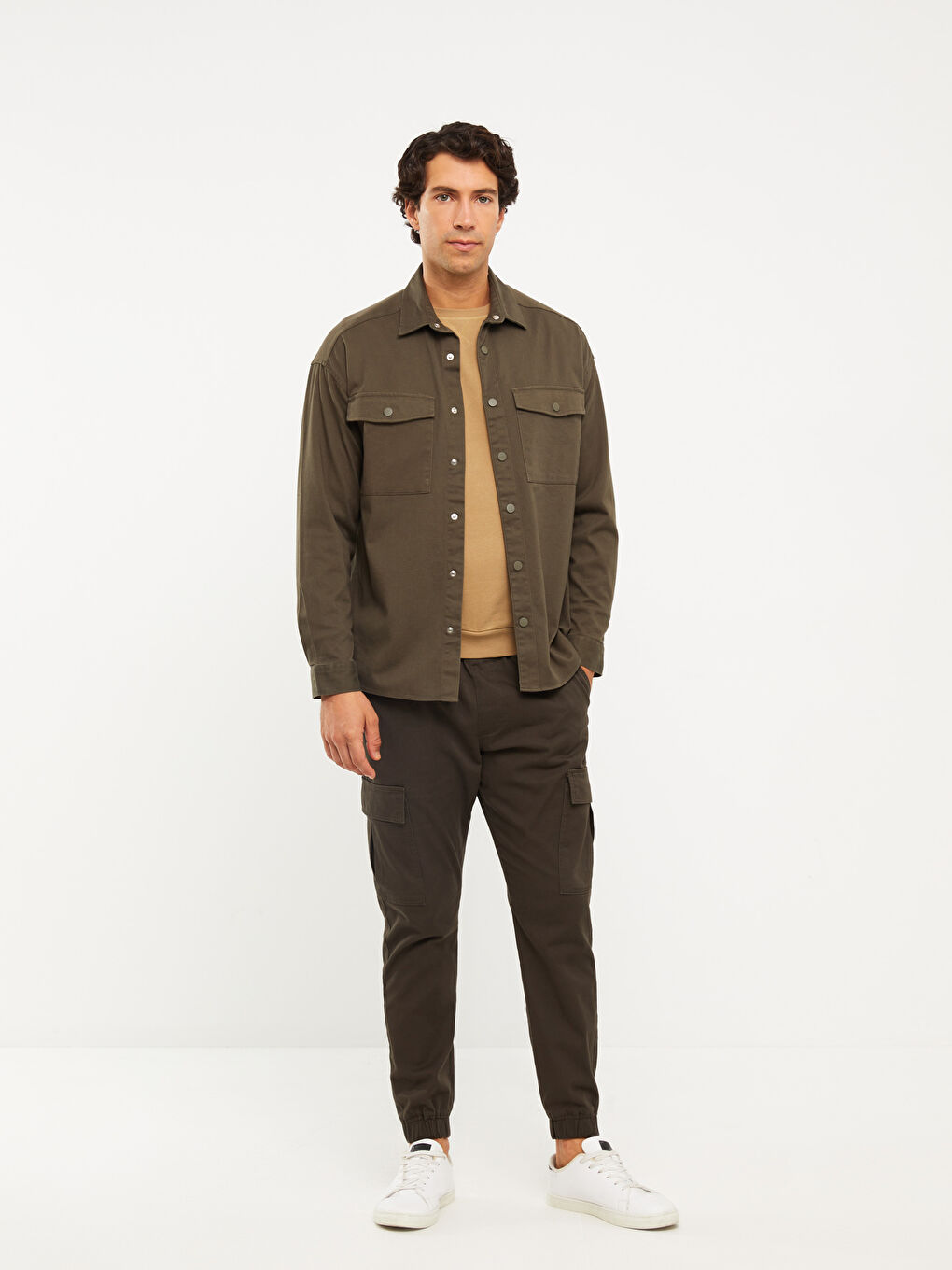 Haki Slim Fit Erkek Kargo Pantolon-1