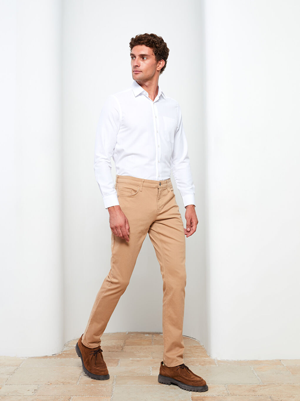 Schmal Geschnittene Twill-Hose Für Herren-1