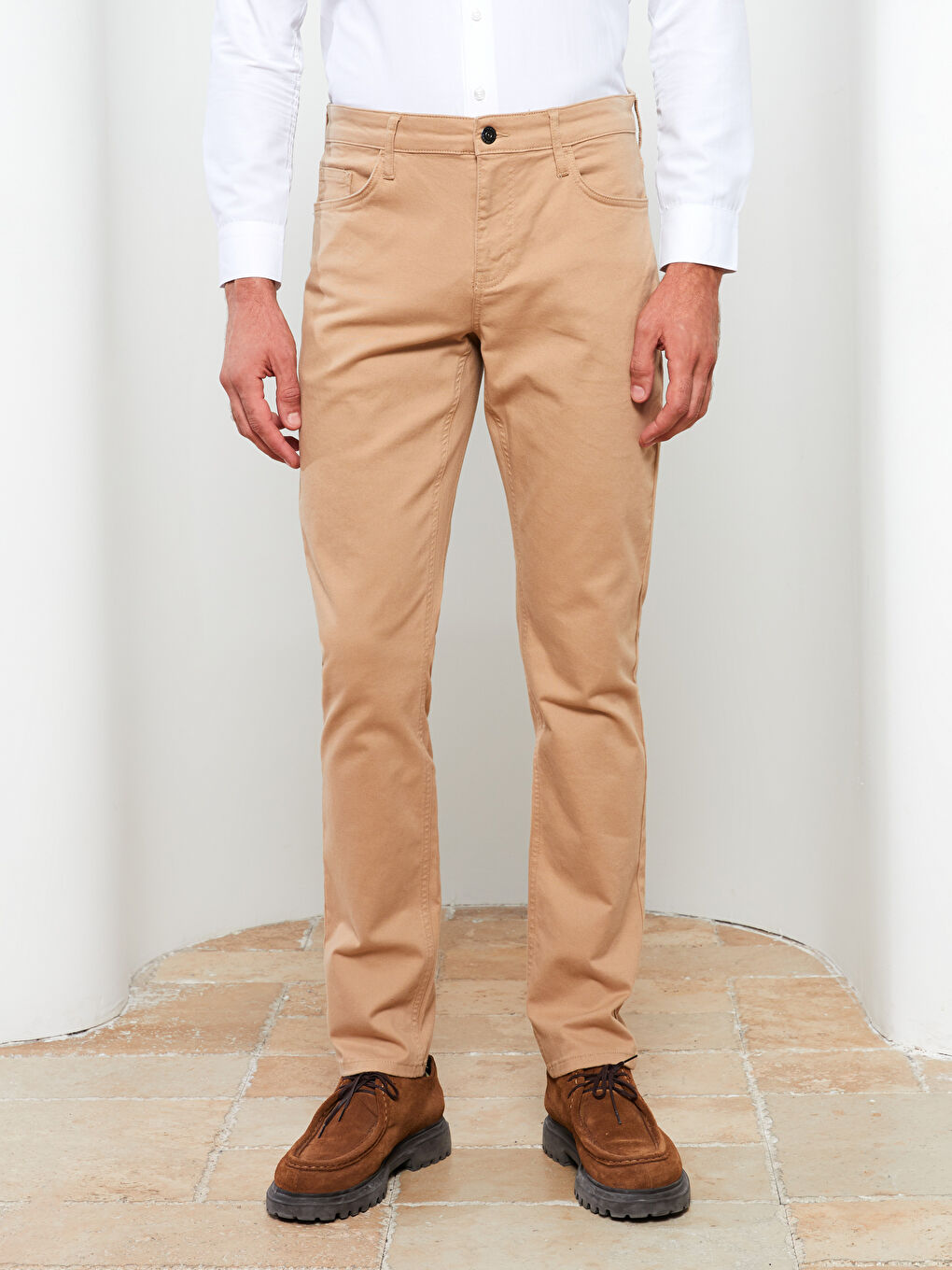 Schmal Geschnittene Twill-Hose Für Herren-2