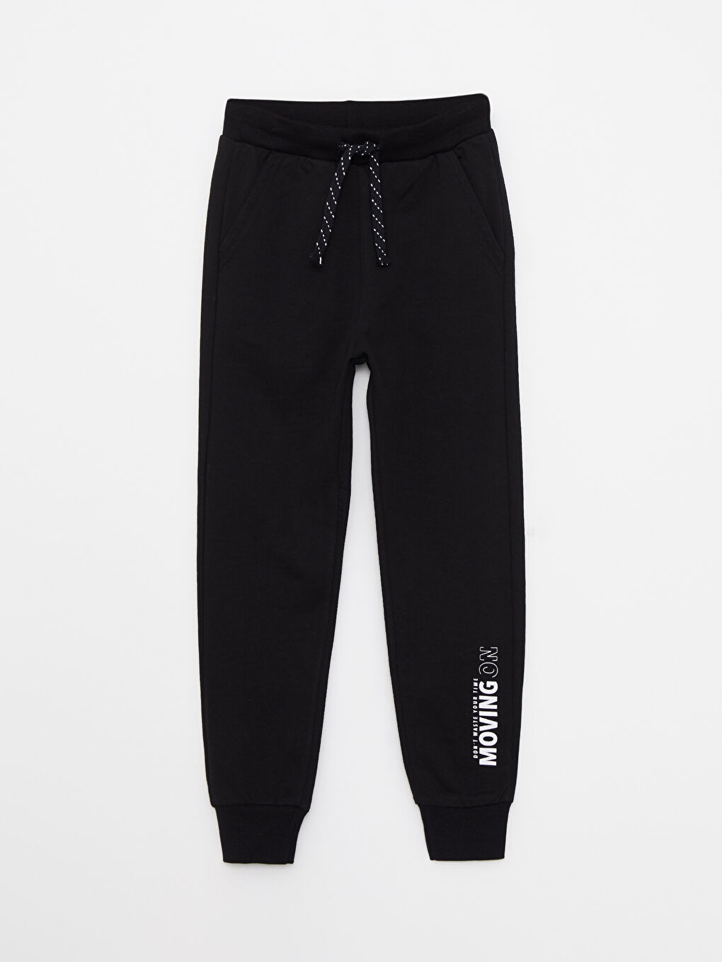 Siyah Beli Lastikli Baskılı Erkek Çocuk Jogger Eşofman Altı