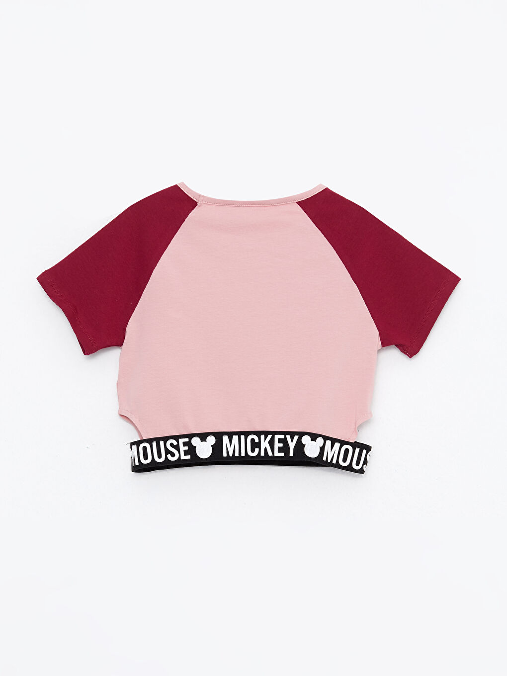 تيشيرت قصير للبنات قطن كم قصير مطبوع ميكي ماوس برقبة دائرية-1