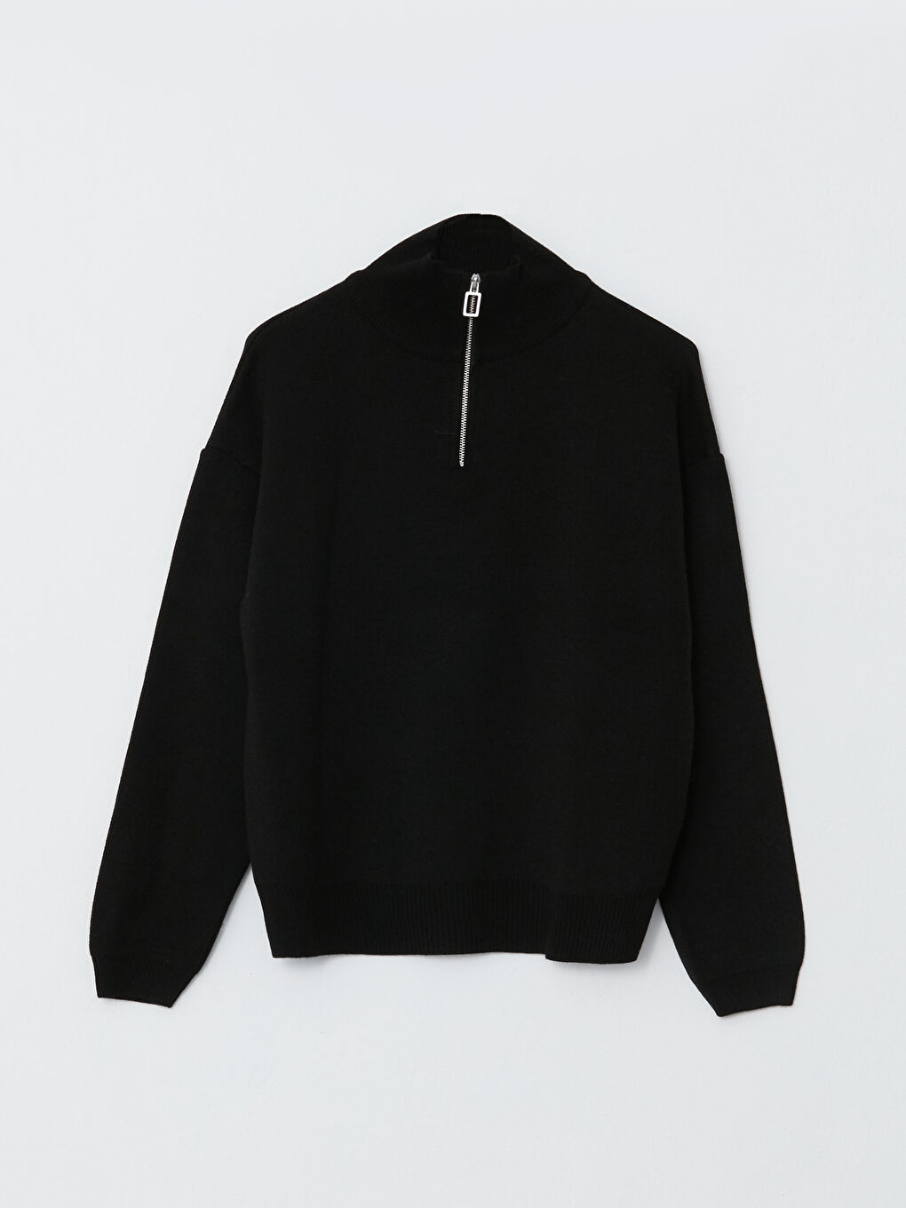 Siyah Dik Yaka Kadın Triko Kazak-6