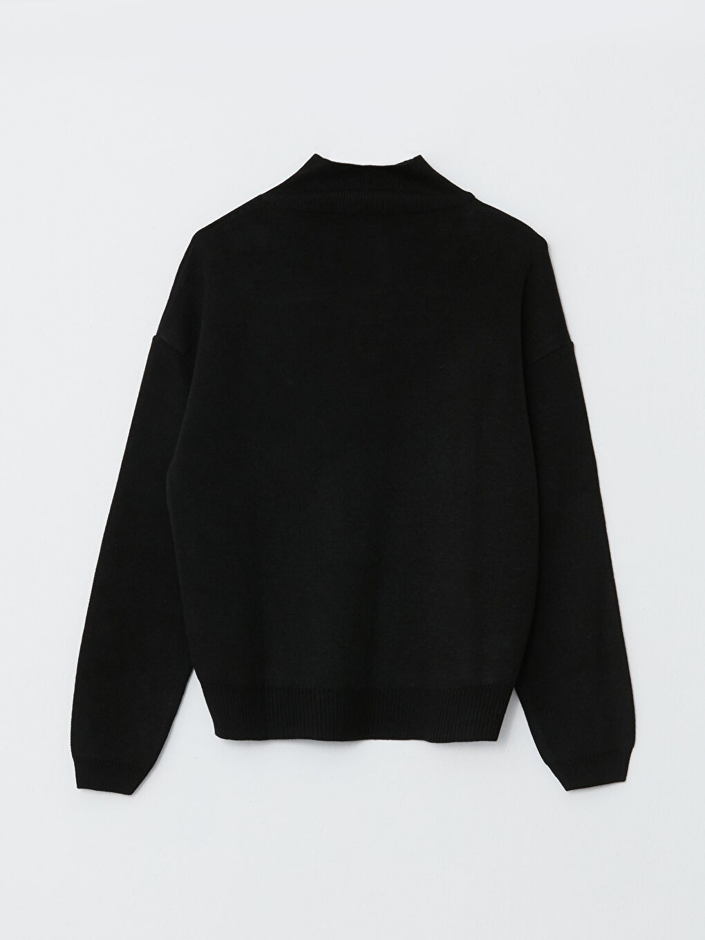 Siyah Dik Yaka Kadın Triko Kazak-7