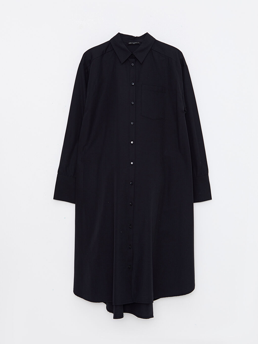 Robe de Chemise Maternité à Manches Longues Unie-5