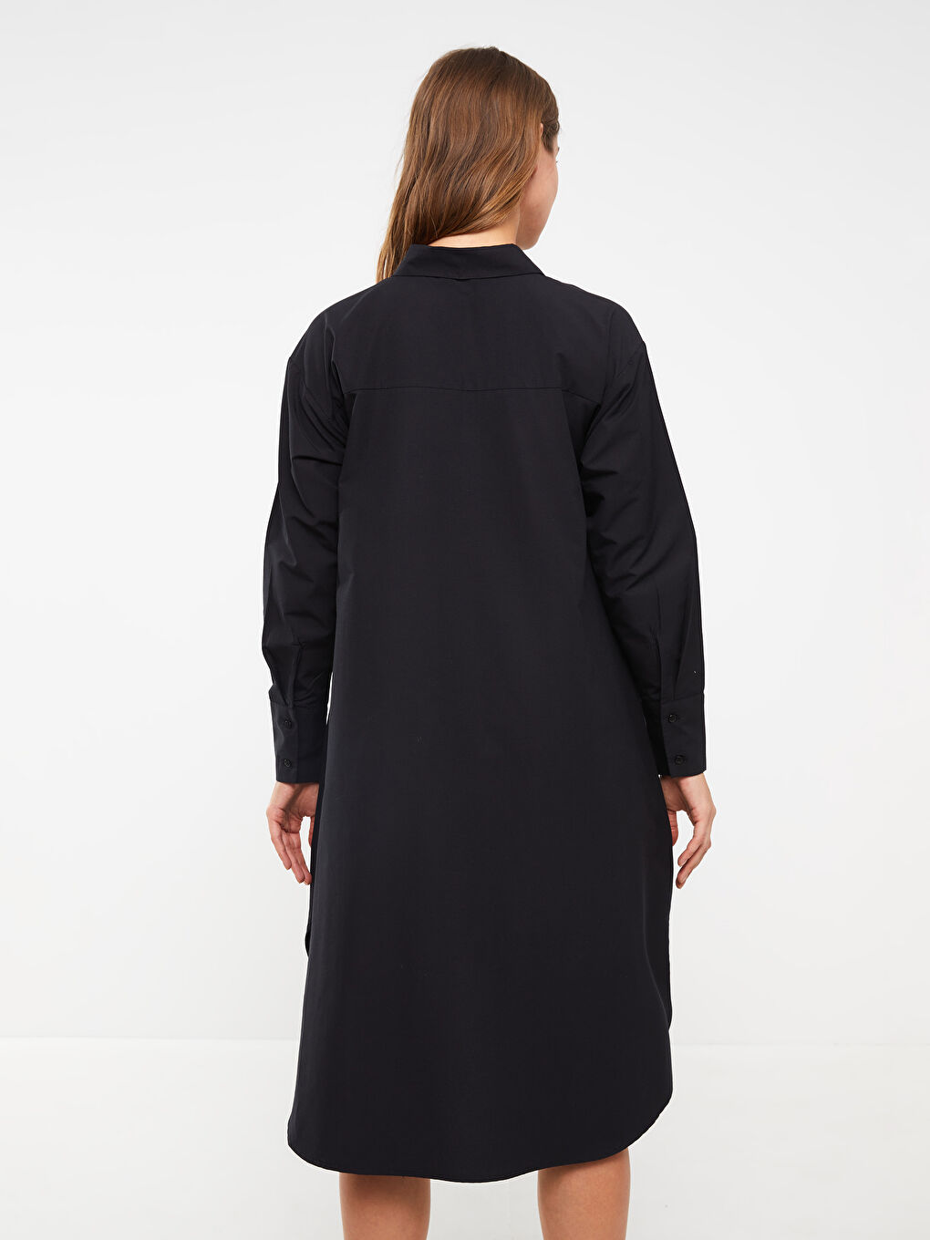 Robe de Chemise Maternité à Manches Longues Unie-4