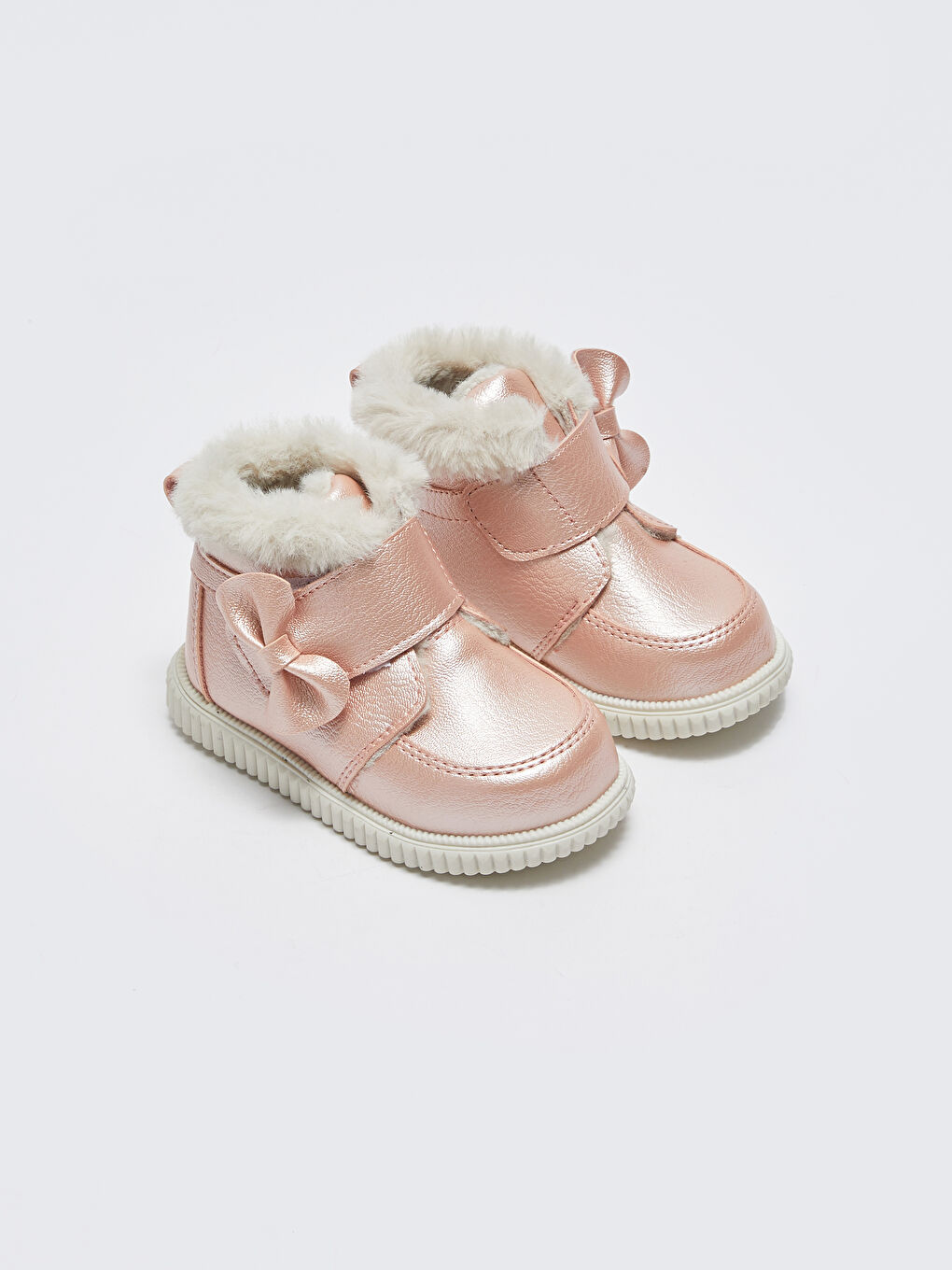 Pembe Deri Görünümlü Cırt Cırtlı Kız Bebek İlk Adım Ayakkabısı