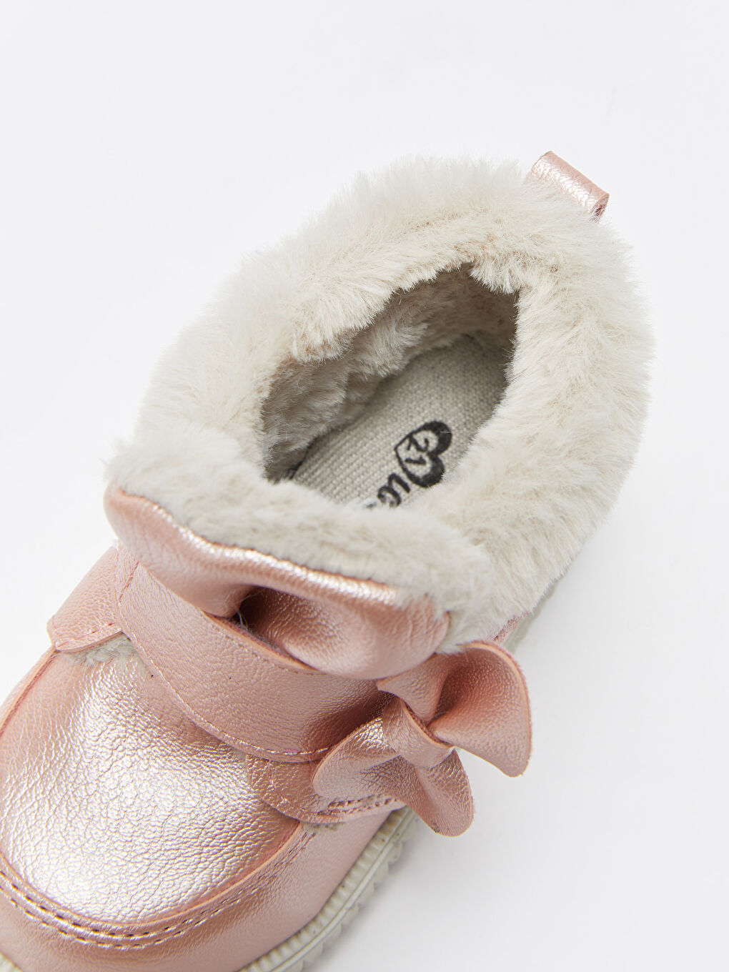 Pembe Deri Görünümlü Cırt Cırtlı Kız Bebek İlk Adım Ayakkabısı-4