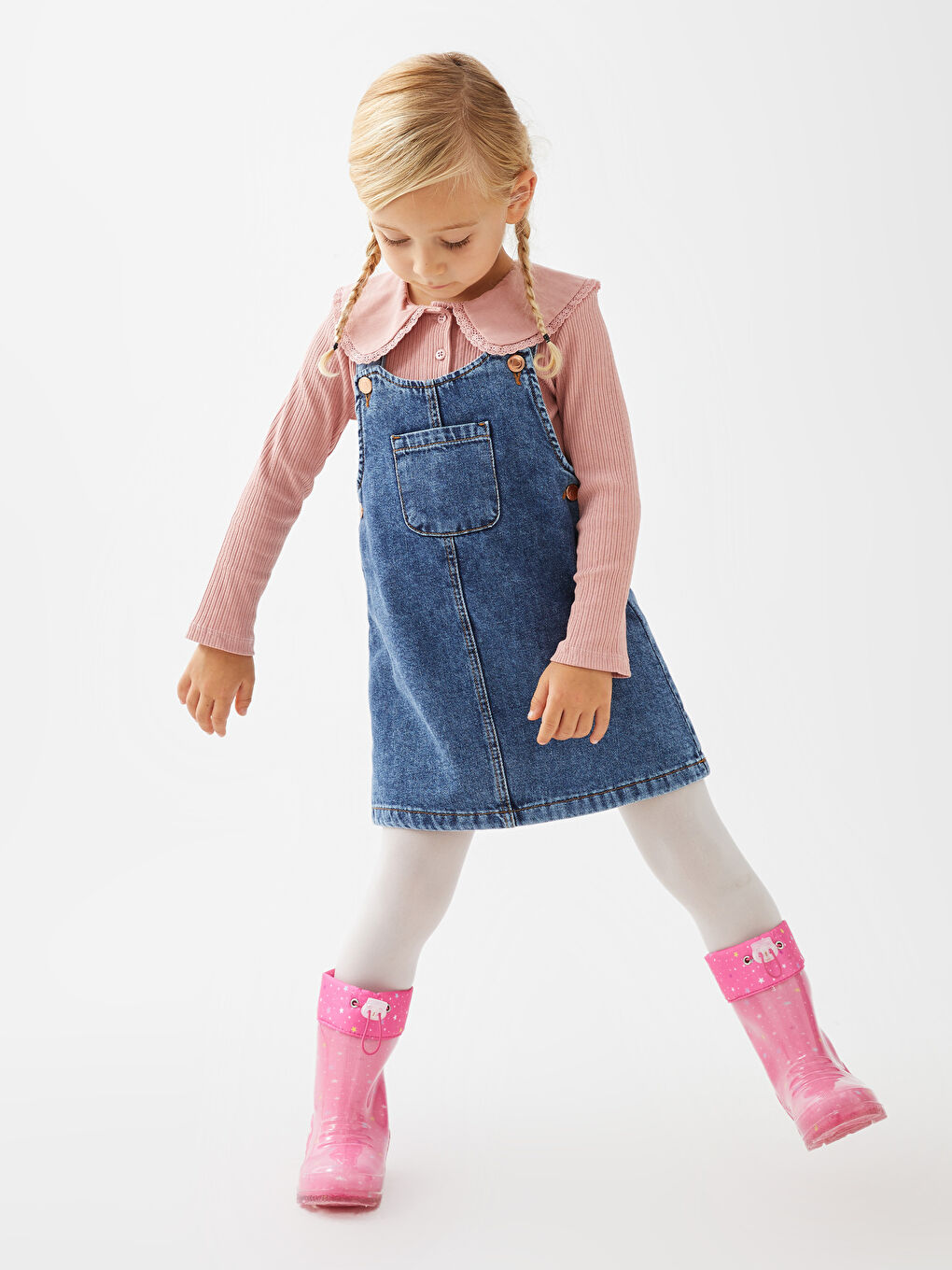 Fuşya Baskılı Elastik Bağcıklı Kız Çocuk Yağmur Botu