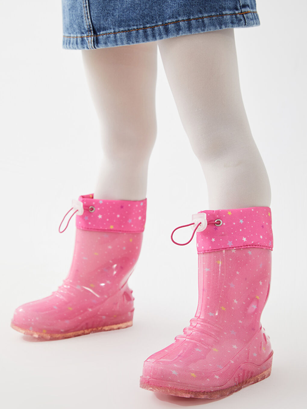 Fuşya Baskılı Elastik Bağcıklı Kız Çocuk Yağmur Botu-2