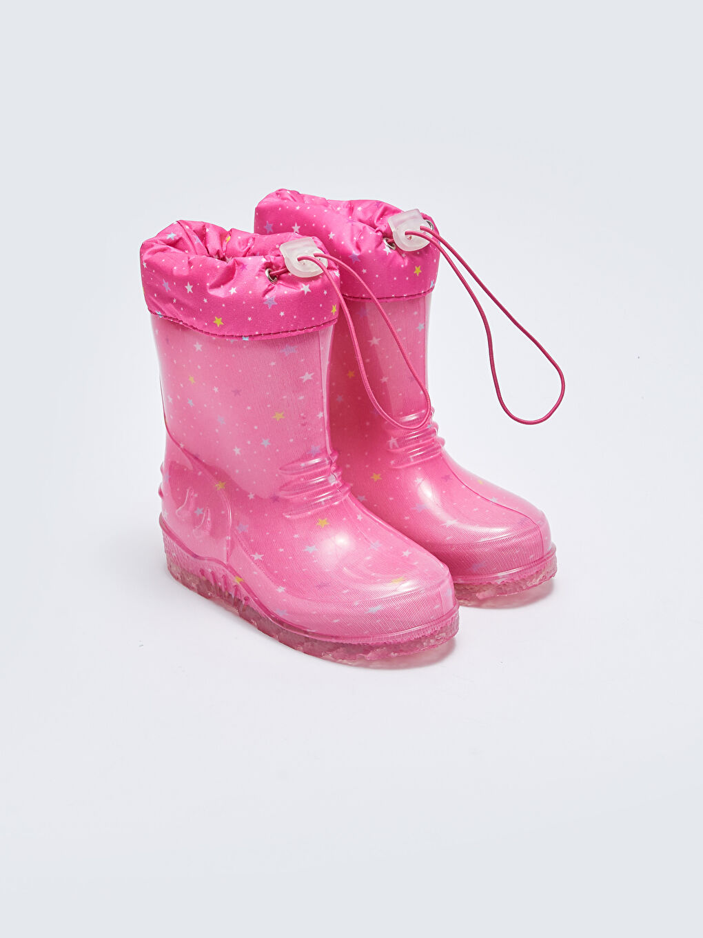Fuşya Baskılı Elastik Bağcıklı Kız Çocuk Yağmur Botu-3