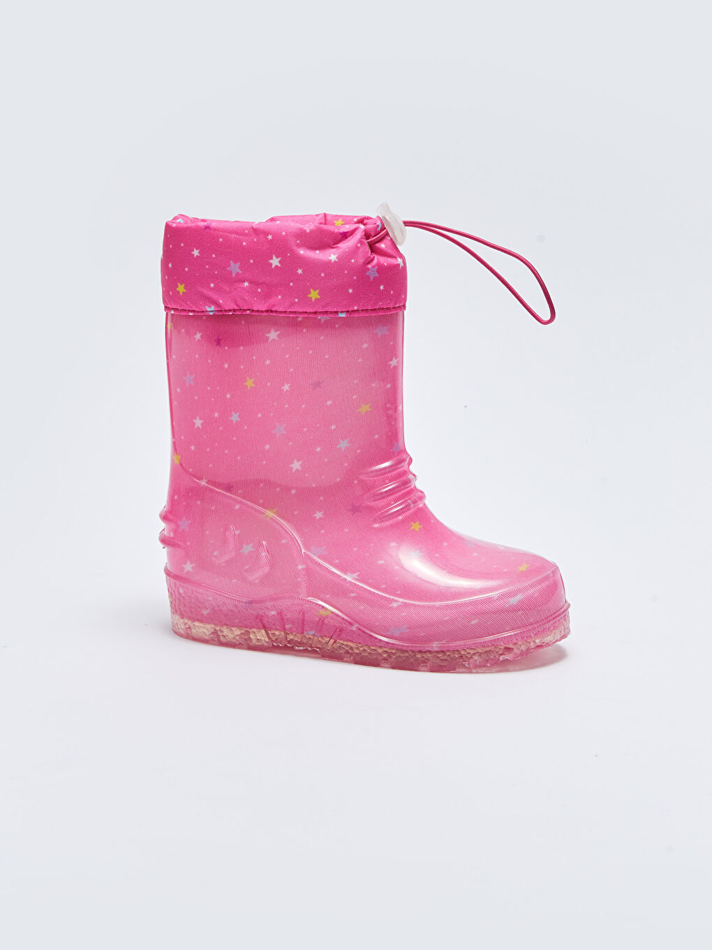 Fuşya Baskılı Elastik Bağcıklı Kız Çocuk Yağmur Botu-4