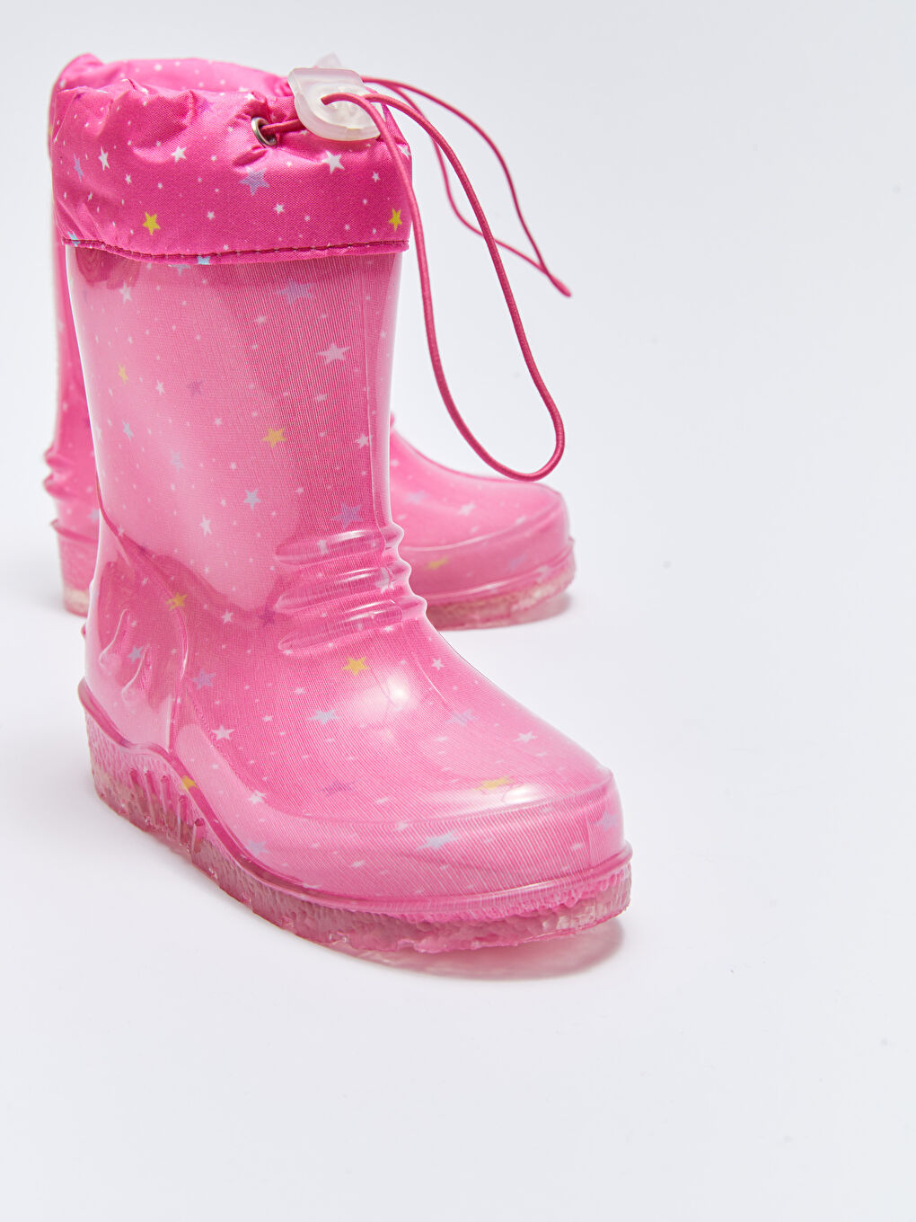 Fuşya Baskılı Elastik Bağcıklı Kız Çocuk Yağmur Botu-5