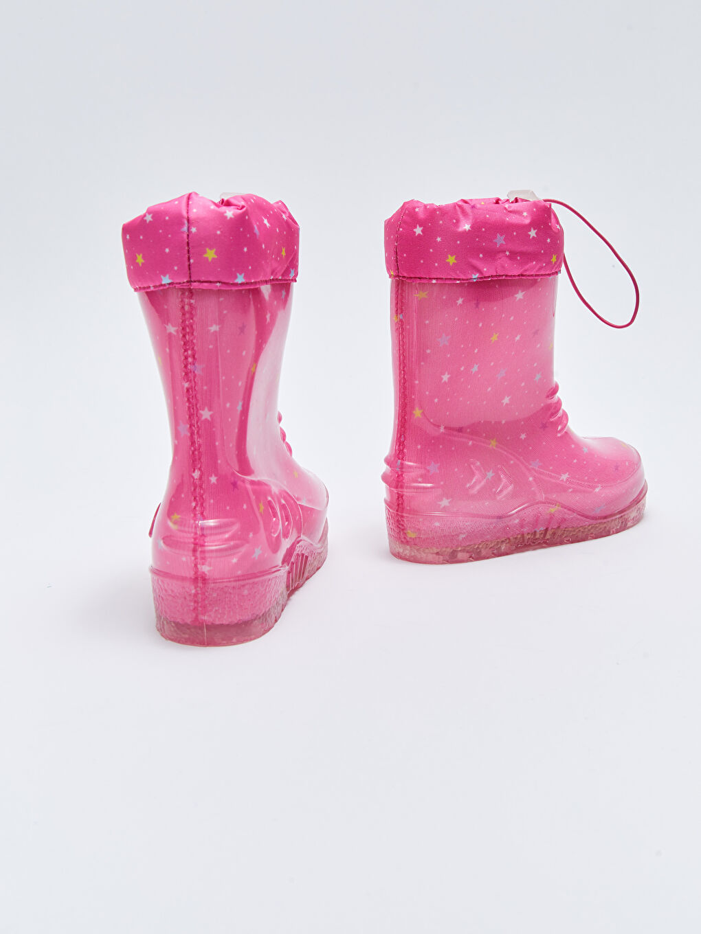 Fuşya Baskılı Elastik Bağcıklı Kız Çocuk Yağmur Botu-7
