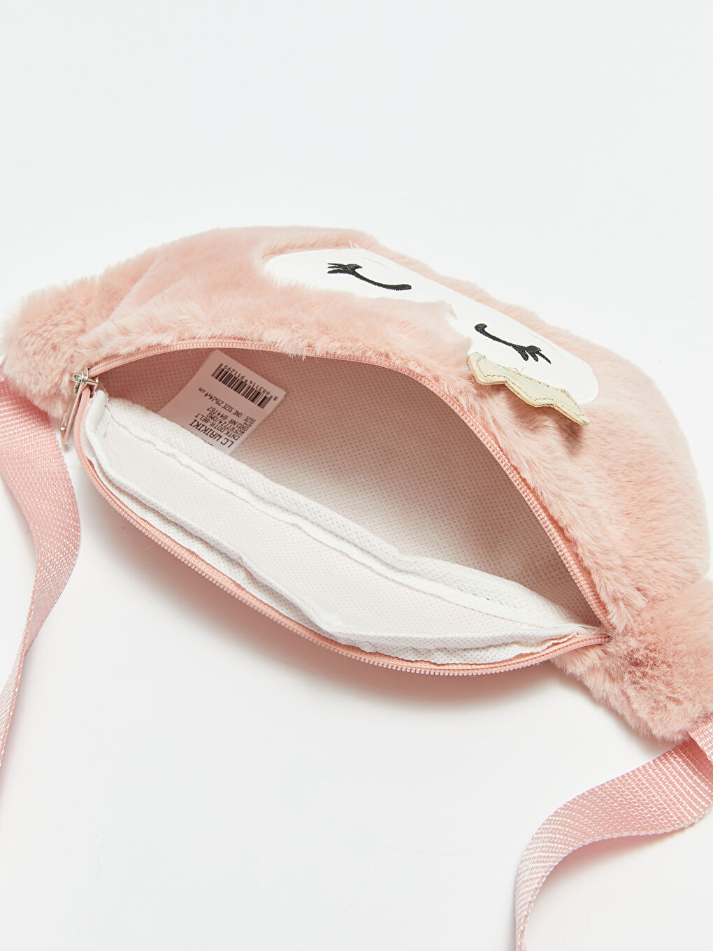 Pembe Nakışlı Pelüş Kız Çocuk Bel Çantası-1