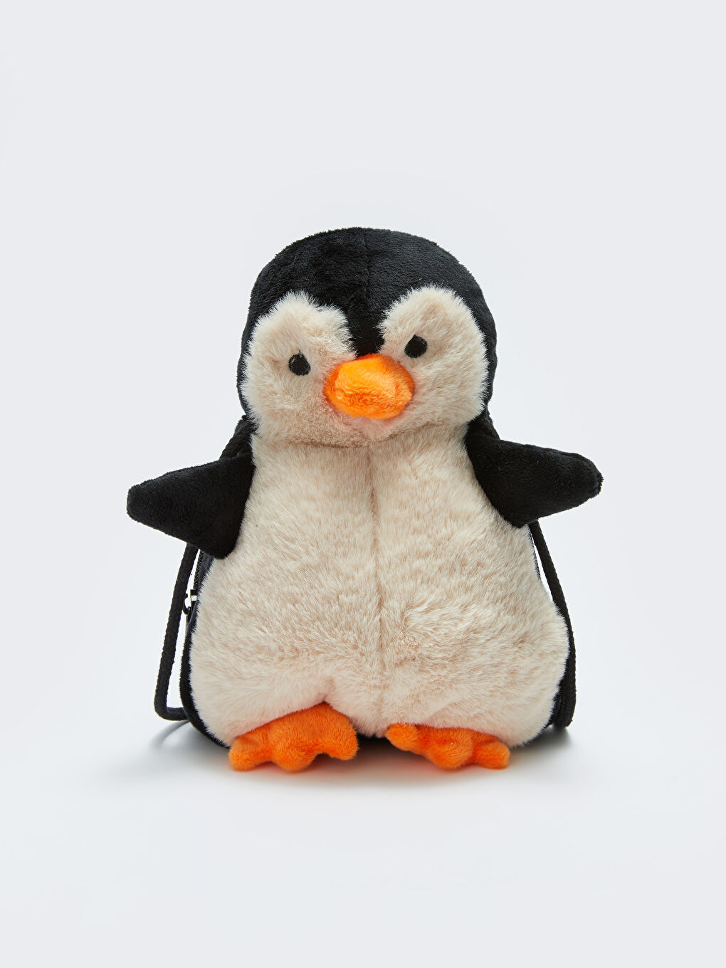 Siyah Kız Çocuk 3D Pelüş Penguen Figürlü Çapraz Çanta-1