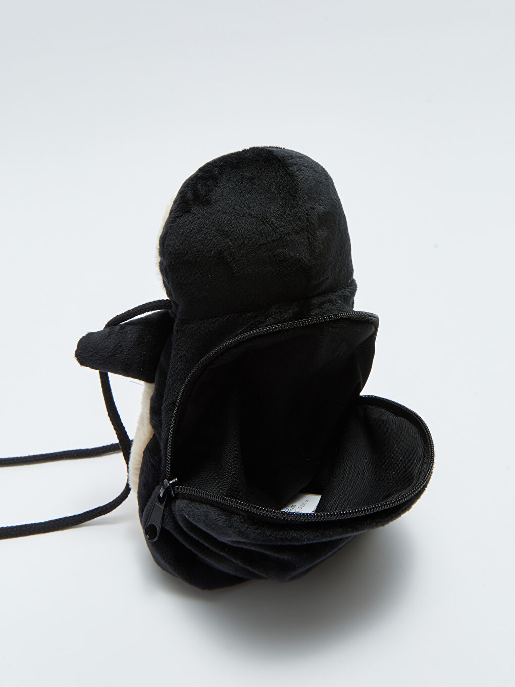 Siyah Kız Çocuk 3D Pelüş Penguen Figürlü Çapraz Çanta-4