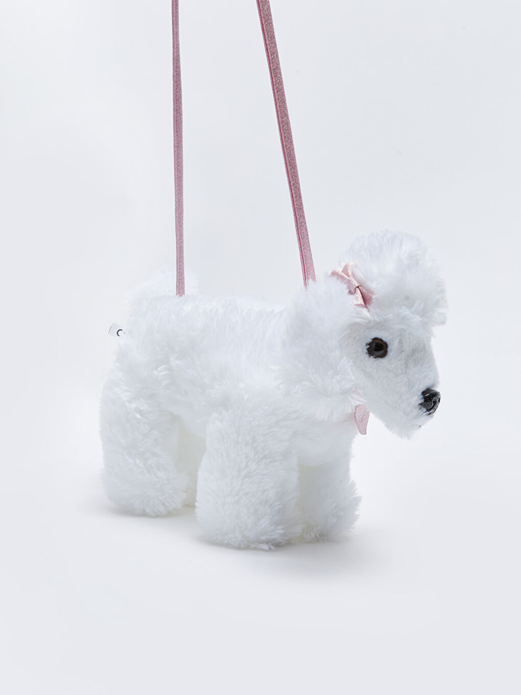 Beyaz 3D Pelüş Köpek Figürlü Kız Çocuk Çapraz Çanta