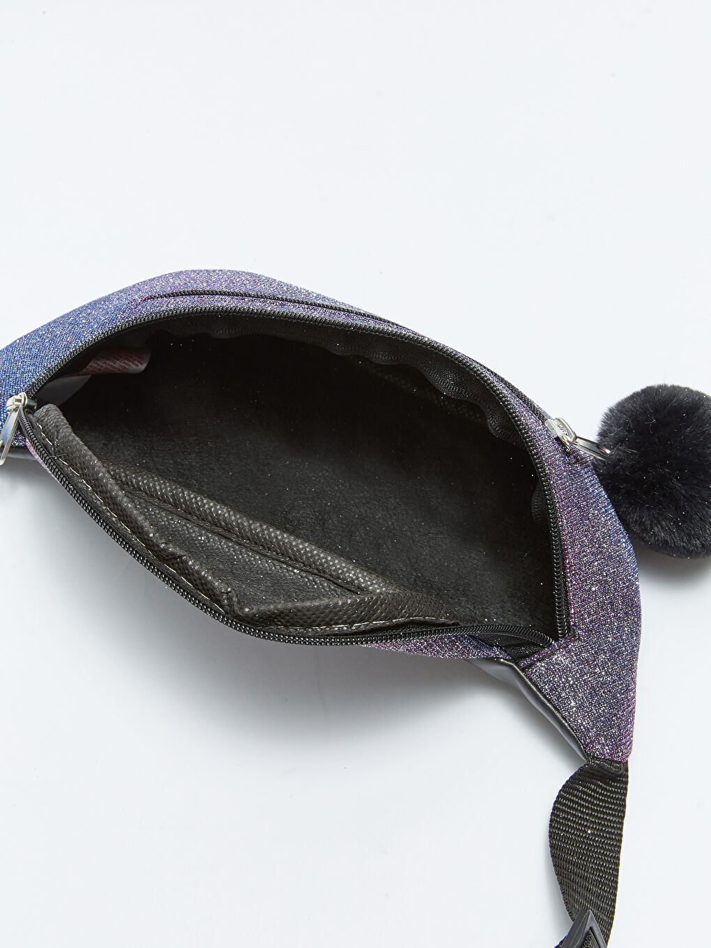 Lacivert Simli Kumaştan Kız Çocuk Bel Çantası-3