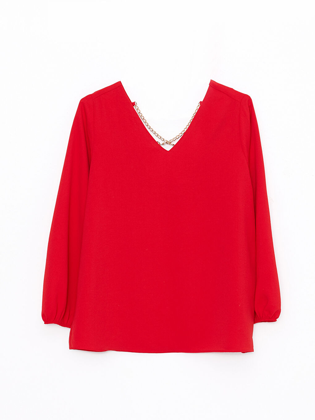 V-Neck Plain Long Sleeve Women's Blouse-7