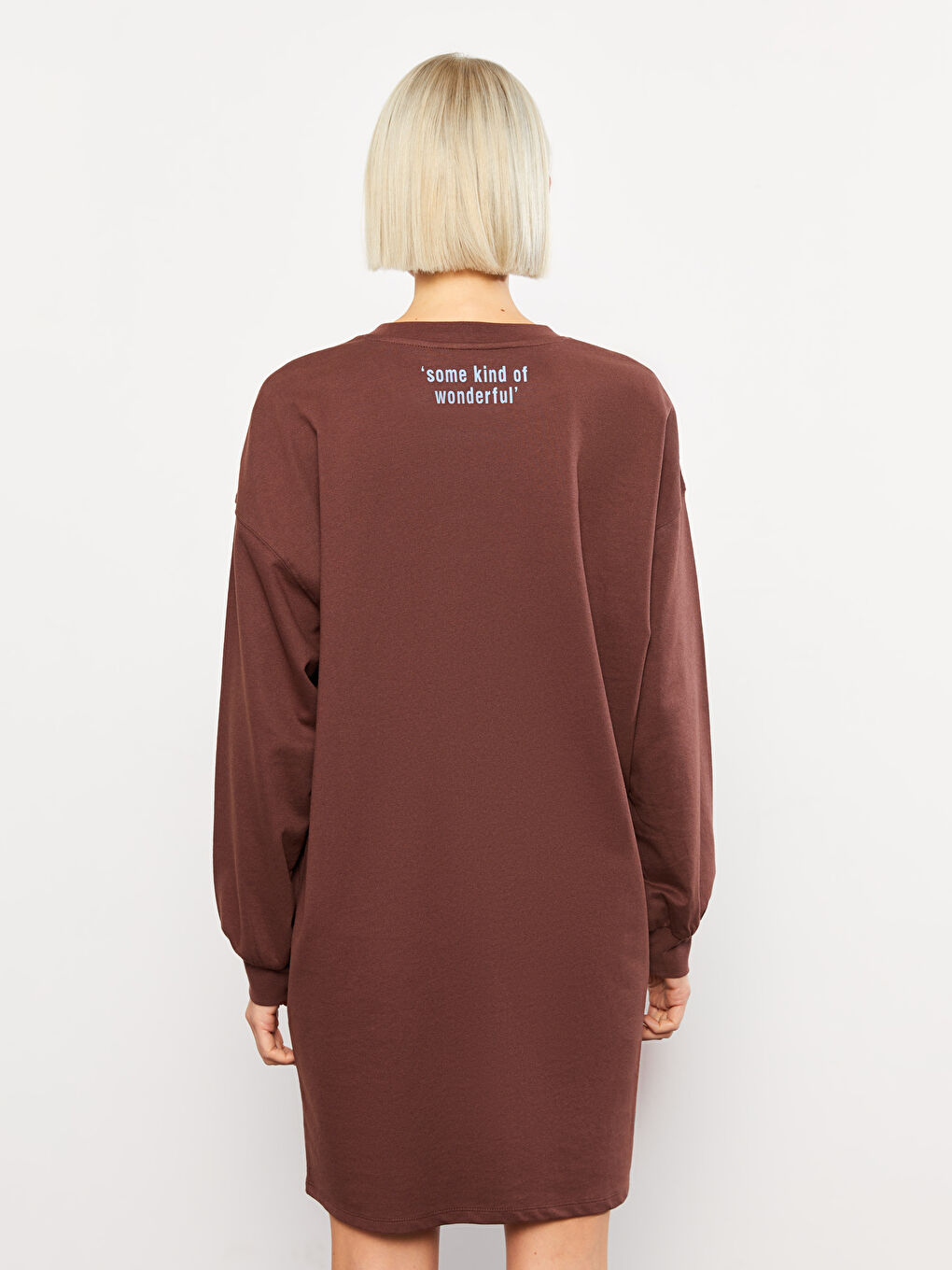 LCW Vision Crew Neck Printed Oversize Women's Sweat Dress -W2FS25Z8-HGT