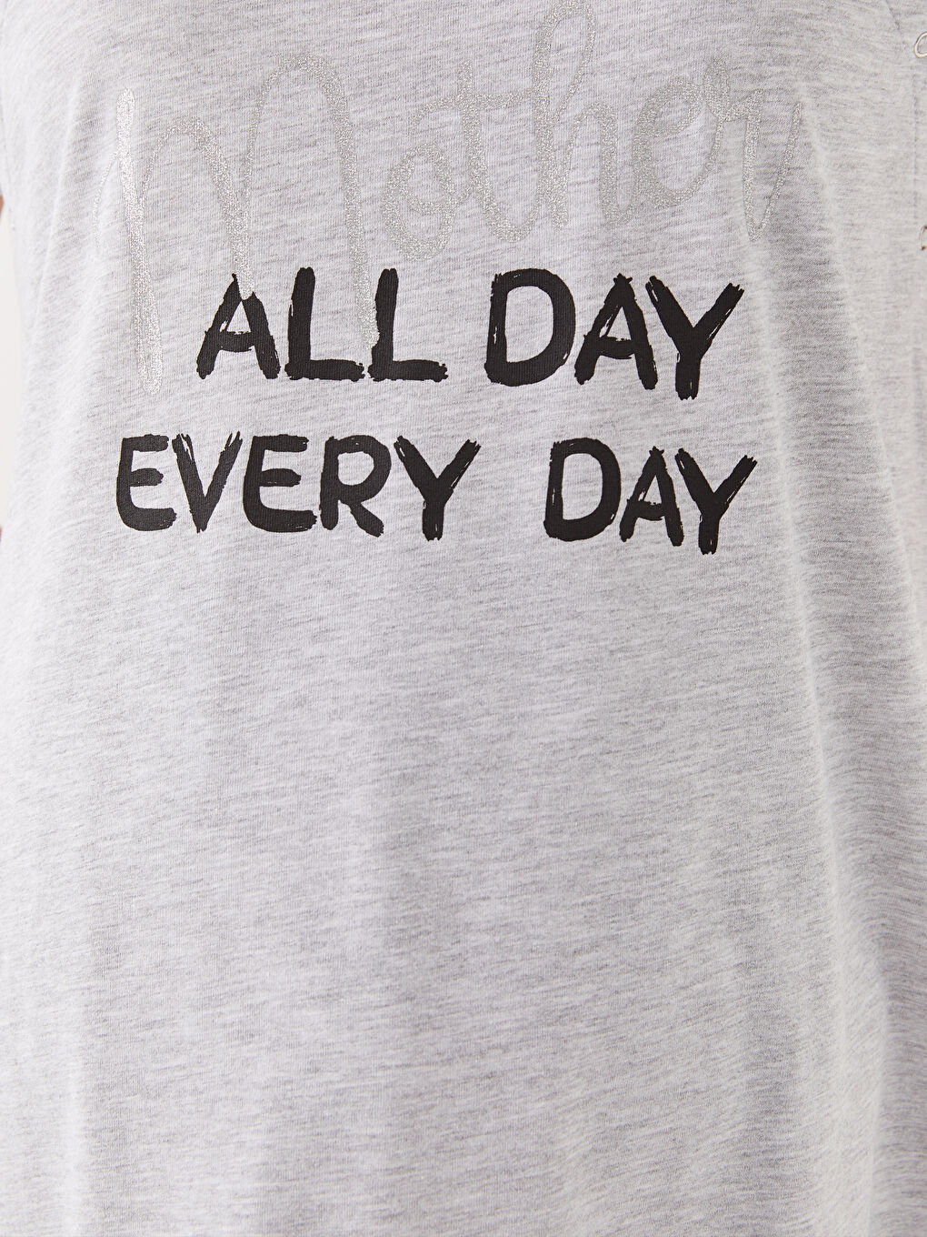 Siyah Bisiklet Yaka Baskılı Kısa Kollu Hamile Pijama Takımı-2