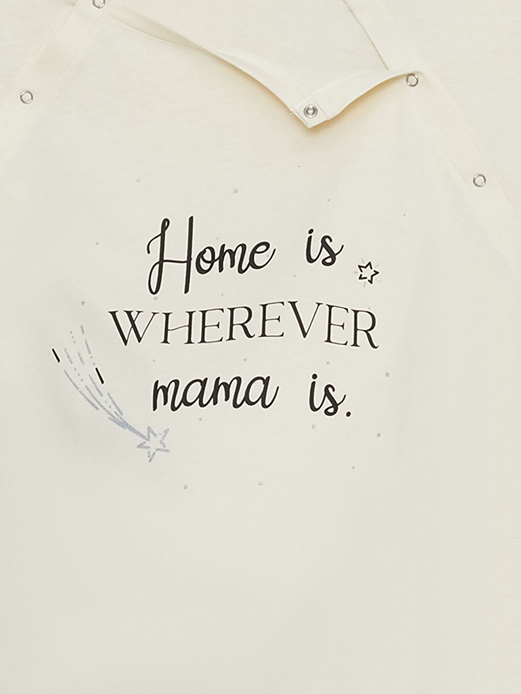 Ekru Bisiklet Yaka Baskılı Uzun Kollu Hamile Pijama Takımı-8