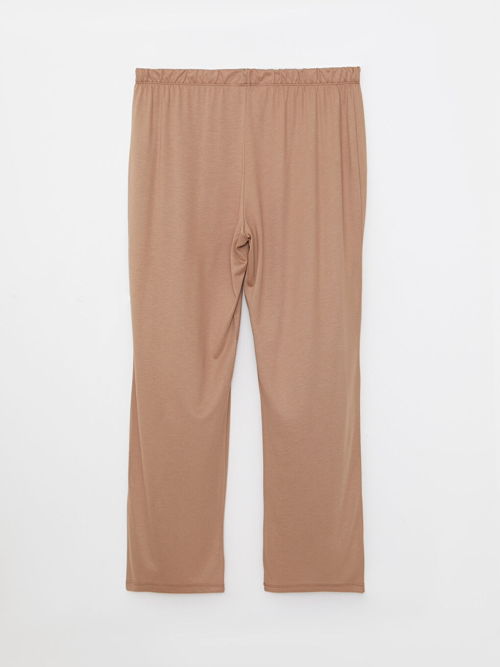 Kahverengi Kadın Büyük Beden Beli Lastikli Düz Pijama Alt-1
