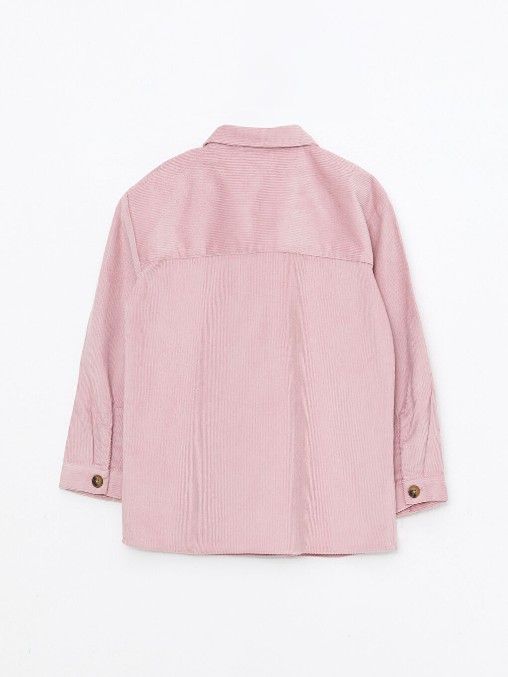 Pembe Baskılı Uzun Kollu Kız Çocuk Kadife Gömlek-1