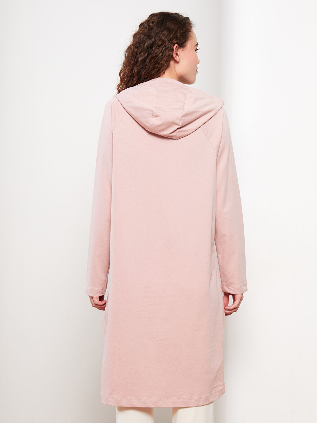 LCW Modest Pembe Kapüşonlu Baskılı Oversize Kadın Sweatshirt Tunik - 4