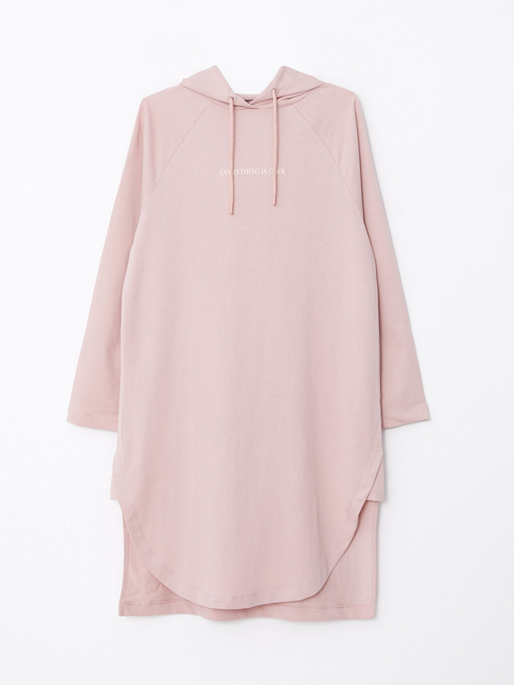 LCW Modest Pembe Kapüşonlu Baskılı Oversize Kadın Sweatshirt Tunik - 6